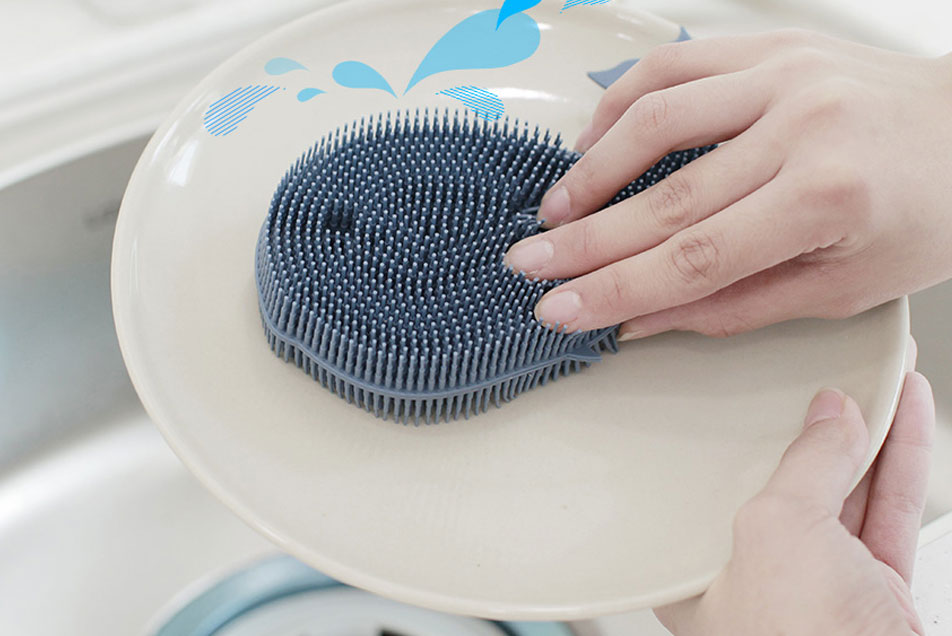 Scrubber Dish Washing Silicone Spoon Whale